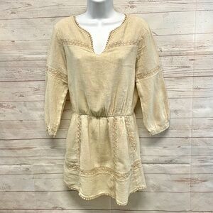 Anine Bing crochet trim cotton linen mini dress